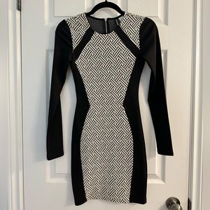 H&M black & white fitted dress, size 2